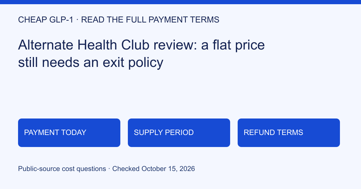 Cost and renewal questions for Alternate Health Club review